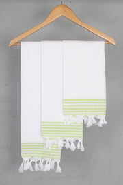 White Napkin with Green Striped Border