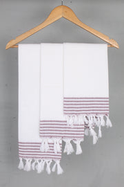 White Napkin with Onion Striped Border