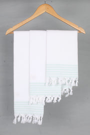 White Napkin with Green Striped Border