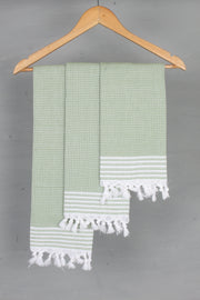 Green Napkin with White Striped Border