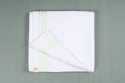 White with Sea Green Terry Napkin with Striped Border