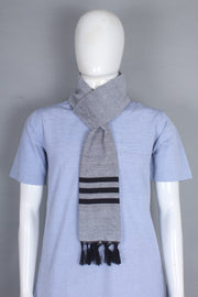Handwoven Cotton Muffler with Striped Border