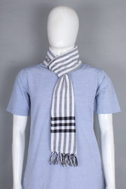 Handwoven Cotton Muffler with Striped Border