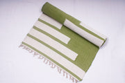 Green and White Semi Striped Yogamat