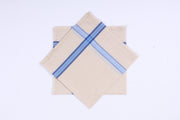 Off White Handkerchief with Blue Border