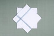 Pure White Cotton Handkerchief with Blue Border