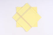 Lemon Yellow Cotton Handkerchief with Brown Border
