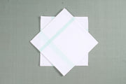 White Cotton Handkerchief with Sea Green Striped Border