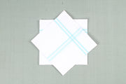 White Cotton Handkerchief with Pine Green Striped Border