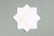 White Cotton Handkerchief with Yellow Striped Border