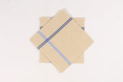 Ecru yellow Cotton Handkerchif with Blue Border