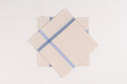 Cream Cotton Handkerchif with Sky Blue Border