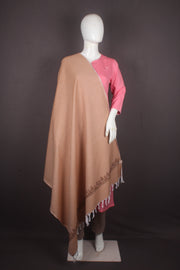 Handwoven Cotton Beige Embroidered Shawl