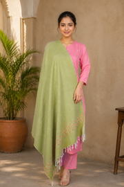Handwoven Cotton Plaine Handembroidery Shawl