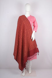 Handwoven Cotton Light Maroon Jacquard Shawl