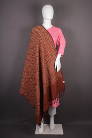 Handwoven Cotton Coke Maroon Jacquard Shawl