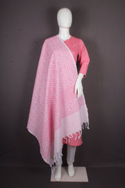 Handwoven Cotton Pink Jacquard Shawl