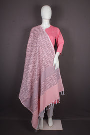 Handwoven Cotton Peach Jacquard Shawl