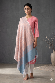 Handwoven Cotton Pink Jacquard Shawl