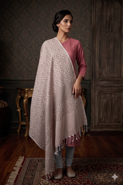 Handwoven Cotton Gray Jacquard Shawl