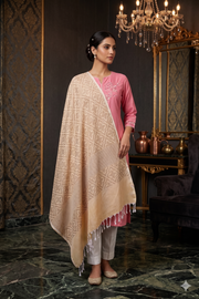 Handwoven Cotton Yellow Jacquard Shawl