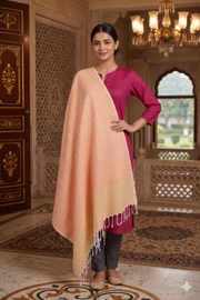 Handwoven Cotton Yellow and Orange Jacquard Shawl