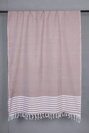 Handwoven Cotton Shawl with Striped Border