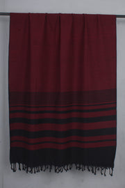 Handwoven Cotton Maroon Plaine Shawl