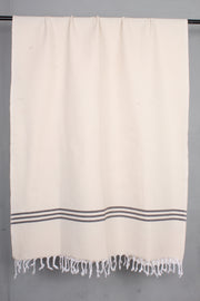 Handwoven Cotton Cream Plaine Shawl