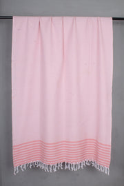 Handwoven Cotton Peach Plaine Shawl
