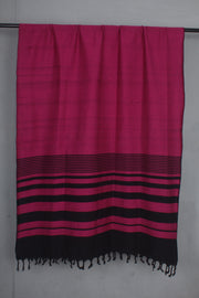 Handwoven Cotton Dark Rose Pink Plaine Shawl