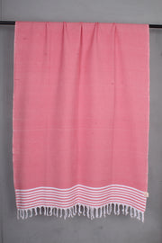 Handwoven Cotton Coral Shawl