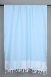 Handwoven Cotton Sky Blue Plaine Shawl