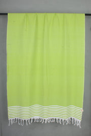 Handwoven Cotton Green Plaine Shawl