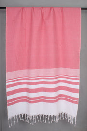 Handwoven Cotton Coral Pink Plaine Shawl