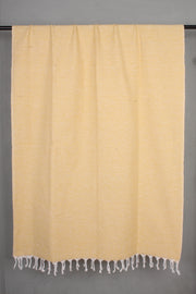 Handwoven Cotton Mustarad Yellow Plaine Shawl