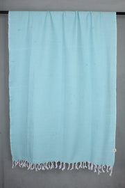 Handwoven Cotton Sky Blue Plaine Shawl