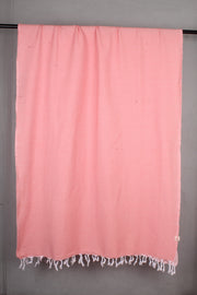 Handwoven Cotton Coral Plaine Shawl