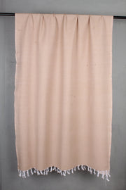 Handwoven Cotton Peach Plaine Shawl