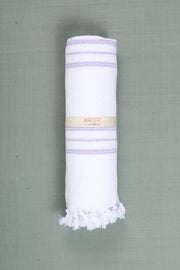 White Ultra Soft Bath Towel with Blue Stripes