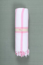 White Ultra Soft Bath Towel with Magenta Stripes