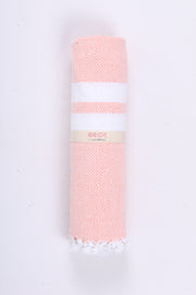Baby Pink Ultra Soft Bath Towel with White Stripes