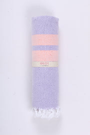 Blue Ultra Soft Bath Towel with Pink Stripes