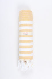 Mustard Yellow Ultra Soft Bath Towel with White Stripes