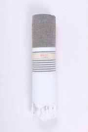 Iron Gray Ultra Soft Bath Towel with White Stripes