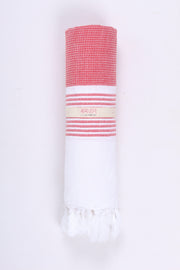 Cerise Pink Ultra Soft Bath Towel with White Stripes