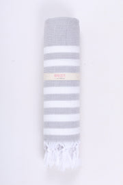 Gray Ultra Soft Bath Towel with White Stripes