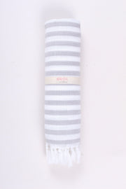 Gray and White Ultra Soft Bath Towel with Gray and White Stripes