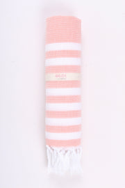 Peach Ultra Soft Bath Towel with White Stripes