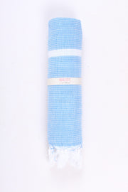 Blue Soft Bath Towel with White Stripes